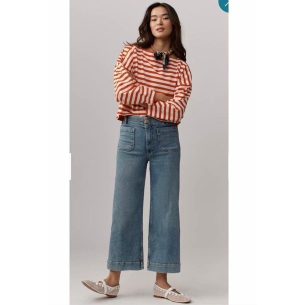 Maeve The Colette Crop  Jeans High-Rise Wide-Leg  Size 26 Casual Coastal Classic